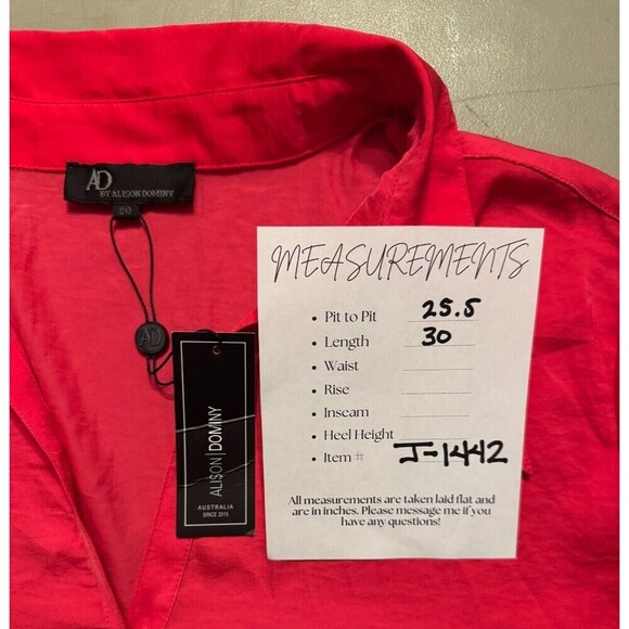 2/$30 Alison Dominy Pink Popover Shirt Blouse Tunic Size 20 Loose Fit Office NWT - Picture 3 of 12